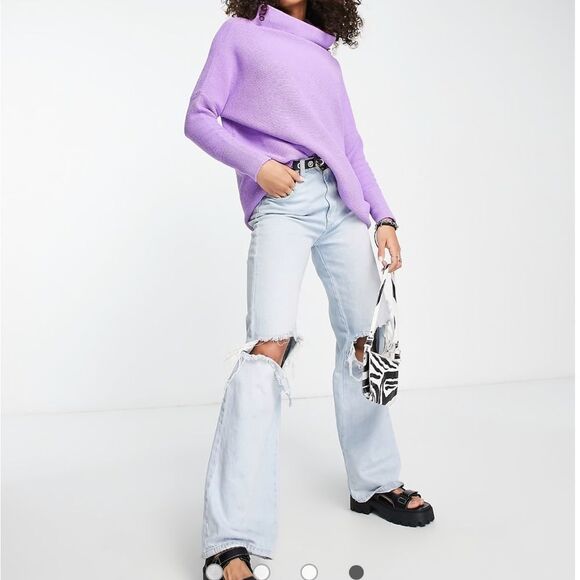 Free People Lavender Cowl Neck Sweater - Picture 4 of 8